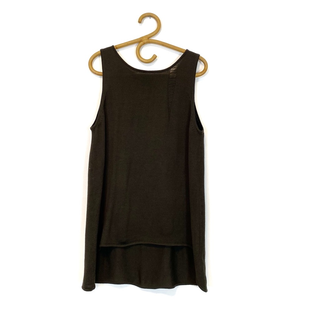 Animale | Olive Brown Knit Tank With Shoulder Run Detail Size L